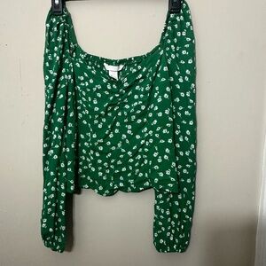 Green Floral Women's Top